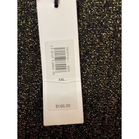 Banana Republic Gold Metallic Mock Neck Ribbed Bell Sleeve Top XXL NWT - Picture 4 of 8